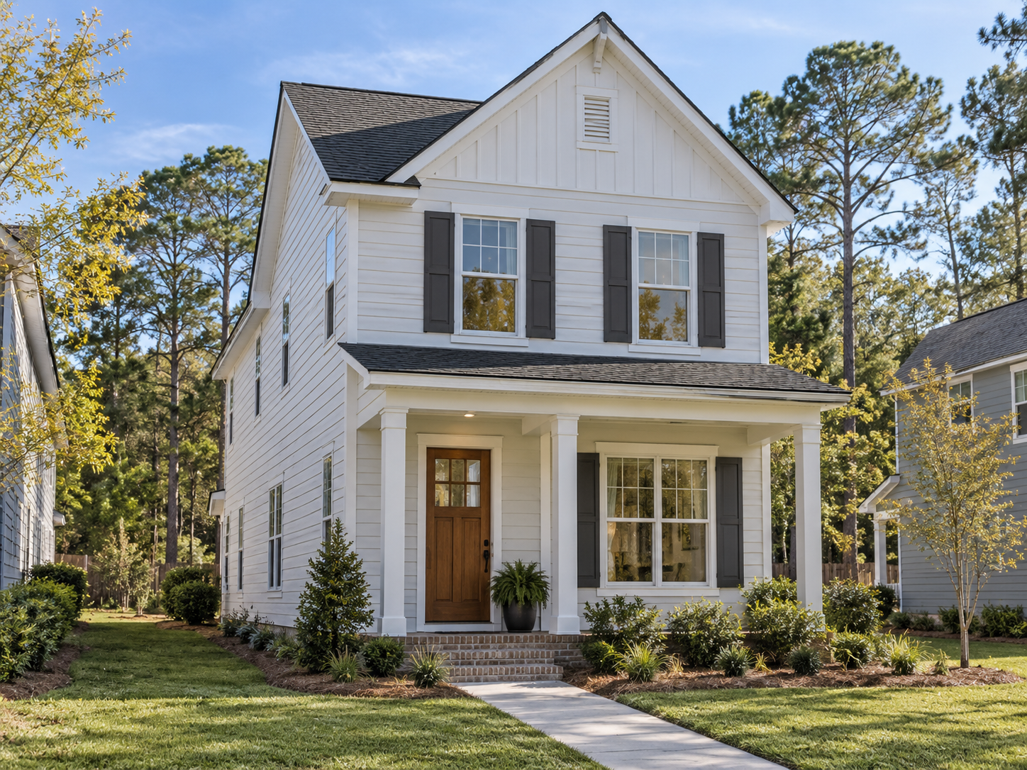 Conceptual rendering of the two-story American Framewright Narrow-Lot Home